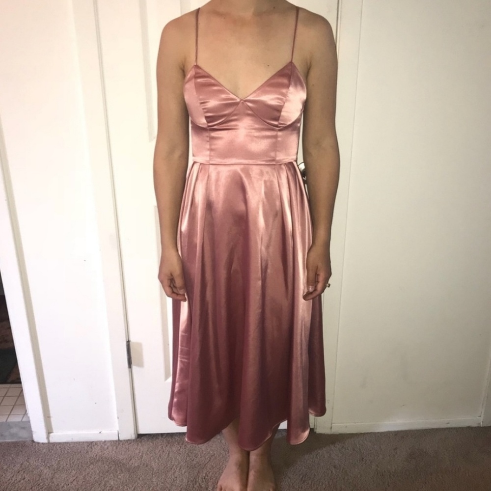 Beautiful Satin Pink Wedding Guest Dress